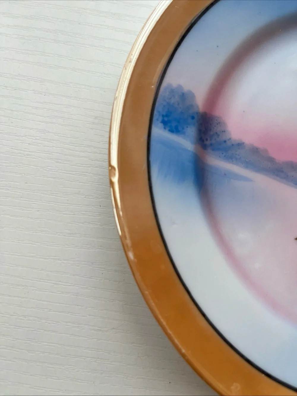 5 Trico Nagoya Japan Lusterware Plates Hand Paint Sunset Cottage Landscape 1930s